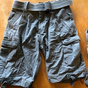 Buffalo brand cargo shorts. Zipper and button. Thick belt.